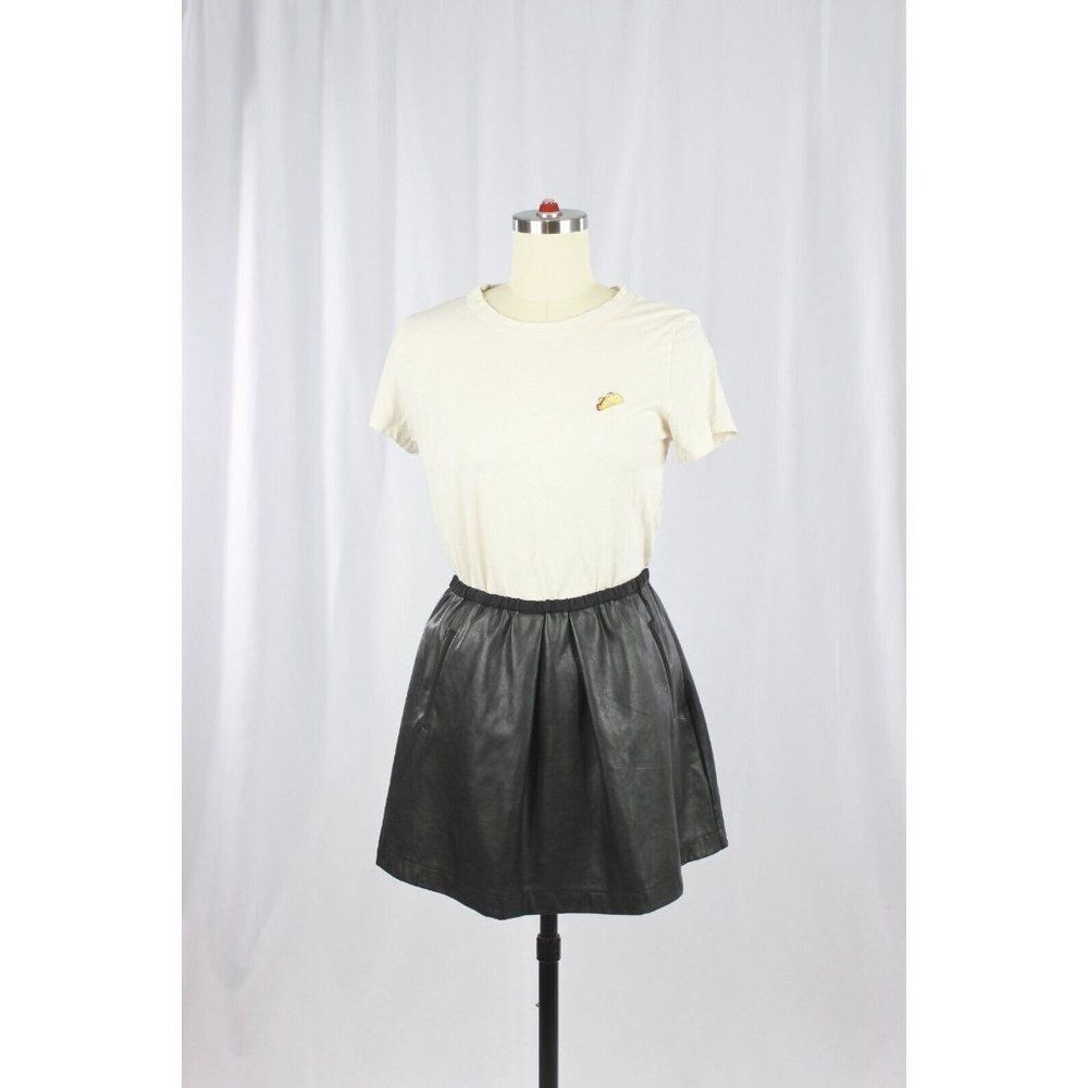 Aritzia BABATON Black Vegan Leather Grosgrain Trim Circle Mini Skirt, Size XXS - Picture 9 of 10